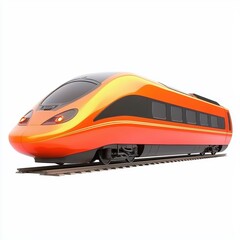 3D icon cartoon high-speed train with sleek lines, isolated on a white background 