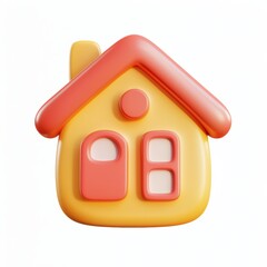 Fototapeta premium 3D icon cartoon home button with a cute house symbol isolated on a white background --quality 2