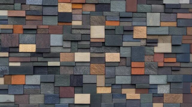 Natural stone wall design showcasing a variety of textures and colors in a modern architectural setting