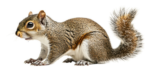Obraz premium PNG Bushy-tailed squirrel exploring