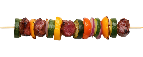 Delicious grilled kebabs skewers transparent background food isolated setting culinary concept