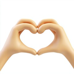 Obraz premium 3D icon cartoon sign language hands forming a heart, isolated on a white background --quality 2
