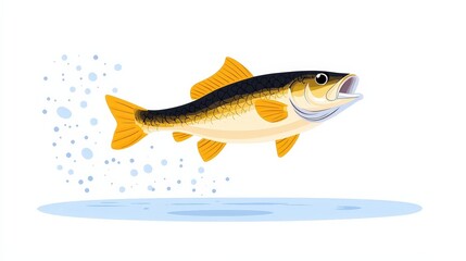 Vibrant Fish Jumping Out of Water with Splash and Colorful Fins for Nature Illustrations