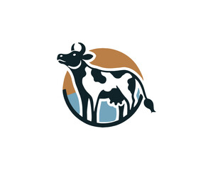 Cow logo vector. Animal farm. Cow icon. Dairy product symbol vector illustration.