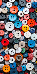 Fototapeta premium A colorful assortment of buttons in different sizes and colors, scattered together.