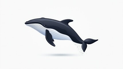 Fototapeta premium Majestic Illustration of a Swimming Whale in a Minimalist Design Style