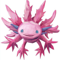 Fototapeta premium Pink Axolotl in Low Poly Style.