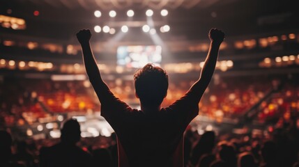 Fan Excitement in Packed Stadium During Match