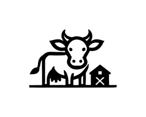 Cow logo vector. Animal farm. Cow icon. Dairy product symbol vector illustration.