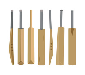 Cricket Bat Clip Art Illustration Vector Design With White Background, Equipment Cricket Bat With Premium Vector. Bat Illustration Realistic.