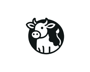 Cow logo vector. Animal farm. Cow icon. Dairy product symbol vector illustration.