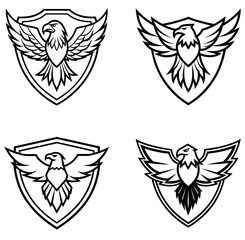 Eagle Shield Logo Pack - Vector Line Art for Security, Sports, and Branding