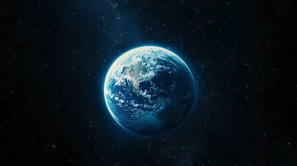 A blue glowing light shines down on the Earth