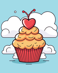 Whimsical Heart Cupcake