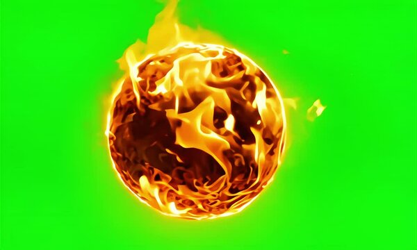 fireball animation with green screen, 4k resolution footage, generated ai