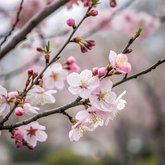 water color cherry blossom sakura branch of tree