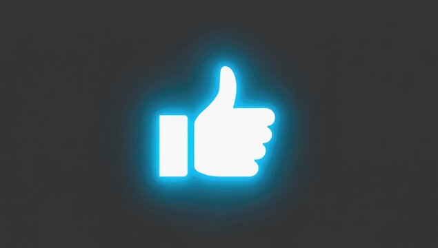 Glowing Thumbs Up: A vibrant and eye-catching neon thumbs up icon, radiating a bright blue glow against a dark backdrop. The icon is a powerful symbol of positivity, approval, and encouragement.