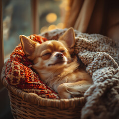  chihuahua lying basket