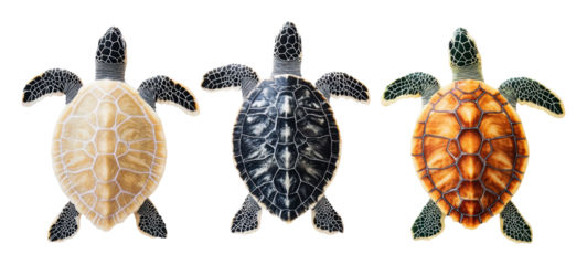 PNG Colorful turtles with unique shells