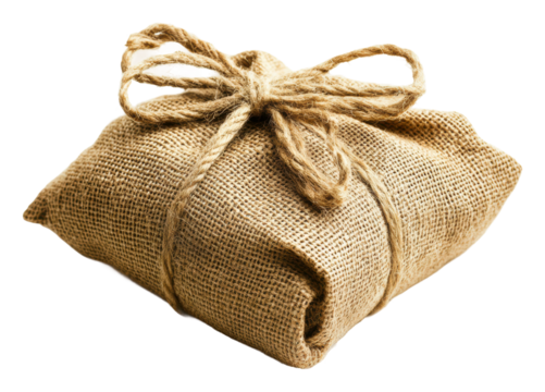 PNG Gift wrapped in burlap tied with twine
