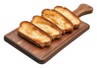 PNG Toasted bread slices on wooden cutting board
