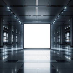 Blank light box in the primary hall of a major airport terminal