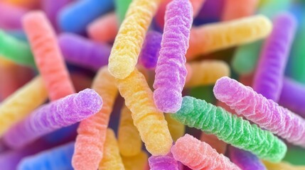 Vibrant Close-Up of Colorful Candy Sticks Surrounding Each Other in a Whimsical Arrangement