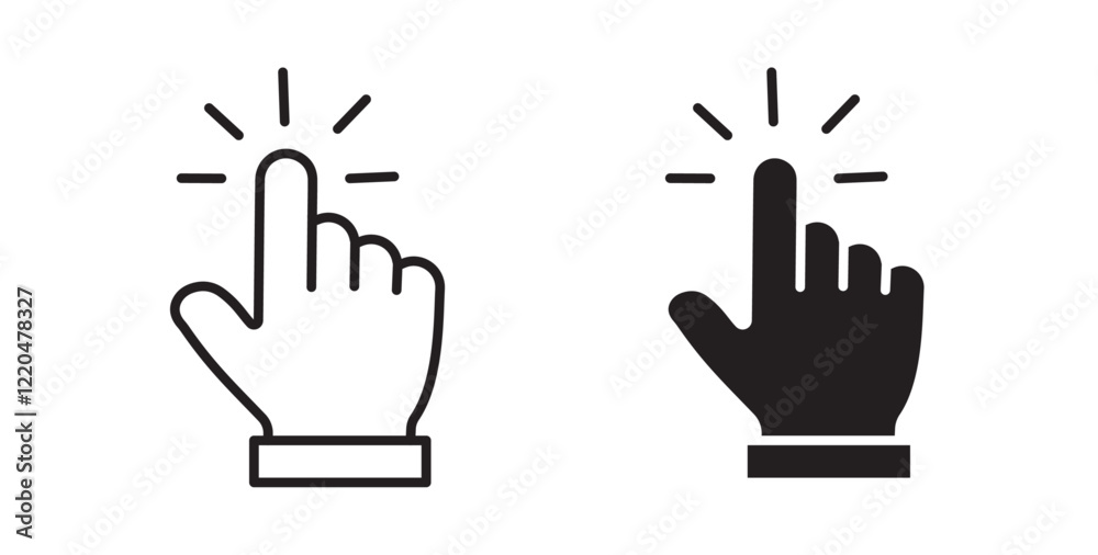 Poster hand click icons pack for ui designs