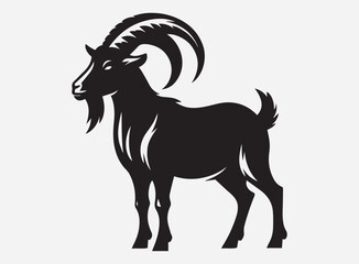 Black Color Goat Silhouette Vector for Design Projects - High Quality