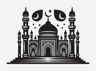 High Quality Islamic Tomb Silhouette Vector for Design Projects 