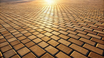 Fototapeta premium Golden Hour Pavement A Textured Perspective of Interlocking Brickwork