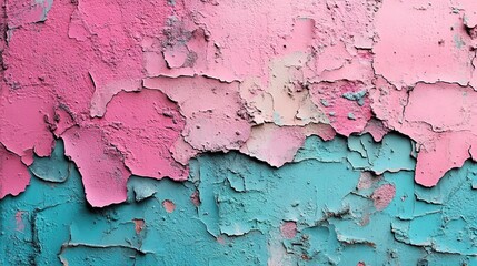 Obraz premium Closeup of colorful teal, blue, and red urban wall texture with white paint stroke. Modern pattern for design, creative urban city background. Grunge, messy street style background with copy space.