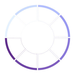 Basic circle infographic with 8 steps, blue tone.