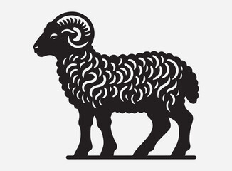 Cute Black Lamb Silhouette Vector for Design, Clipart, and Illustration