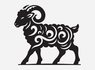 Cute Black Lamb Silhouette Vector for Design, Clipart, and Illustration