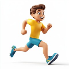 Fototapeta premium 3D icon cartoon athlete running with energy isolated on a white background