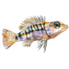 Striped Cichlid, Polygonal Fish Art.