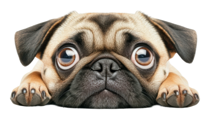 PNG Cute pug looking curiously with big eyes