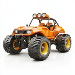 3D icon cartoon buggy-style off-road vehicle with large wheels, isolated on a white background 