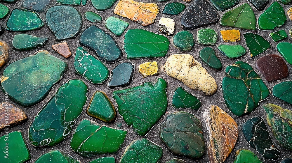 Wall mural Colorful stones arranged on a sandy surface outdoors