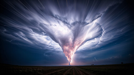 Fantastic tornado landscape. Stormy weather