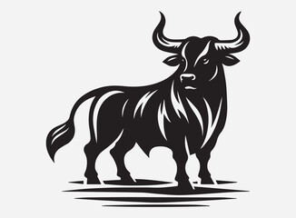 Oxen Black Silhouette Vector for Farm Design, Clipart, and Illustration