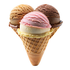 Delicious Triple Scoop Ice Cream Cone Sweet Treat Food Cold Pink Tasty Dairy Candy Yummy  