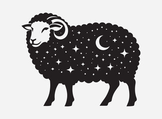 Black Sheep Silhouette Vector for Farm Design, Clipart, and Illustratio