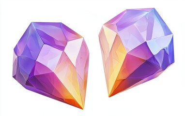 3D icon cartoon diamond isolated on a white background