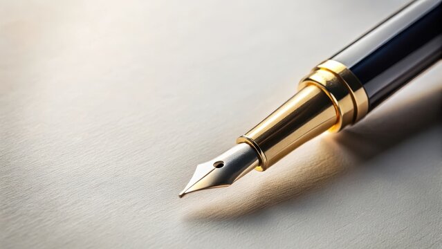 A delicate pen nib writing a heartfelt message on a blank sheet of paper , handwritten, personal,  handwritten, personal, ink