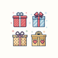 Gift Line Icons - Pixel Perfect and Editable for Web and Mobile