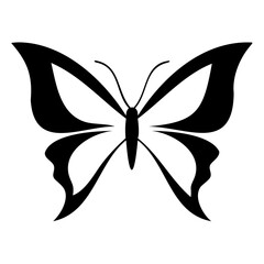 Beautiful Minimalist Butterfly Silhouette Elegant Black Vector Illustration on Transparent Background