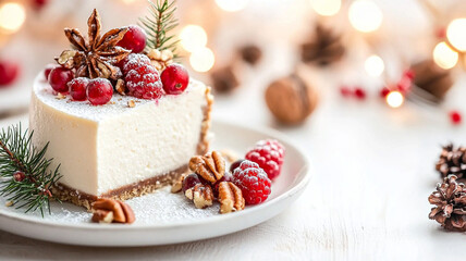 Festive Creamy Cheesecake with Cranberries and Pecans for the Holidays