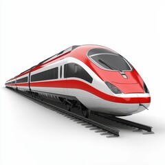 Fototapeta premium 3D icon cartoon high-speed train with sleek lines, isolated on a white background -